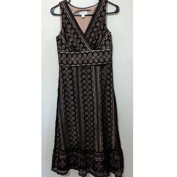 Ann Taylor Loft Women's Black Lace Overlay Midi Dress Size 0 - Picture 1 of 6